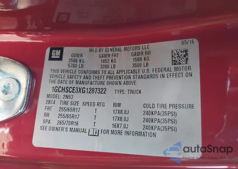 2016 Chevrolet Colorado Lt из США, поврежденный, VIN 1GCHSCE3XG1287322